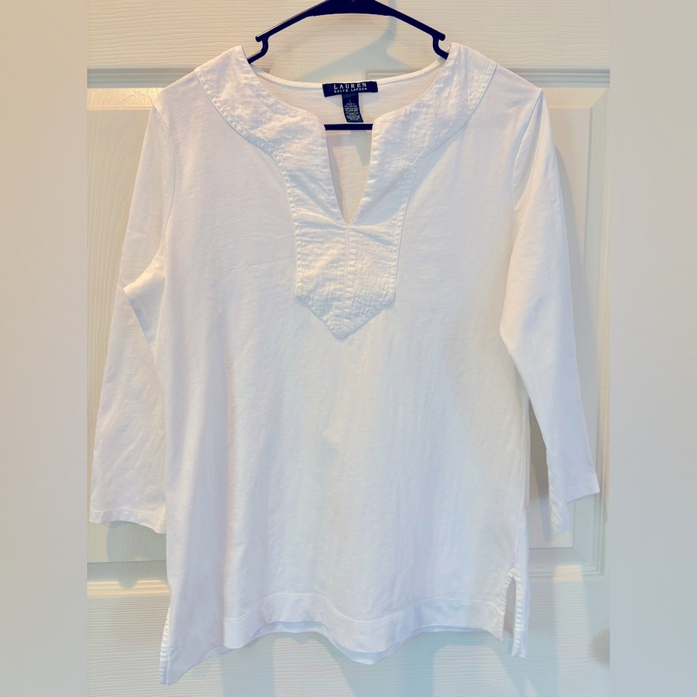 Women's White Top by Lauren Ralph Lauren size L